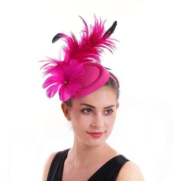 Fascinators Hat Flower Pillbox Feather Mesh Kentucky Derby Tea Party 3969 - Picture 1 of 6